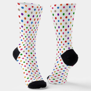 White Colourful Rainbow Polka Dots Design  Socks