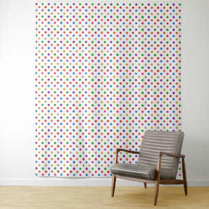 White Colourful Rainbow Polka Dots Design Tapestry