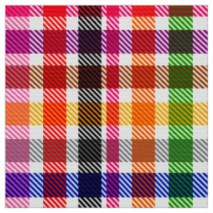 White Colourful Twill Plaid Tartan Design Fabric