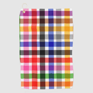 White Colourful Twill Plaid Tartan Design Golf Towel