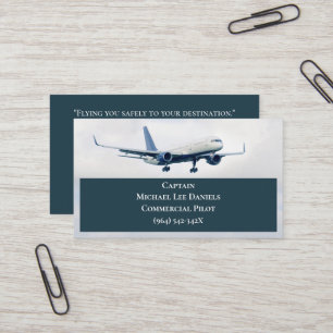 White Commercial Aircraft Aeroplane Captain Pilot  Business Card