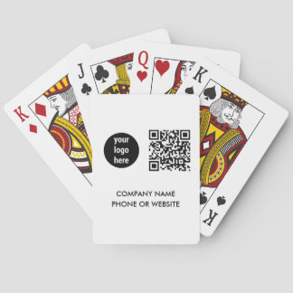White Company Business Logo QR Code Website Text Playing Cards