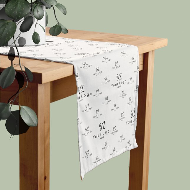White Company Logo pattern, Business Trade Show Short Table Runner (Creator Uploaded)