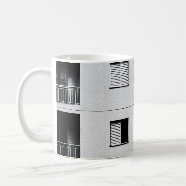 White concrete building coffee mug (Left)