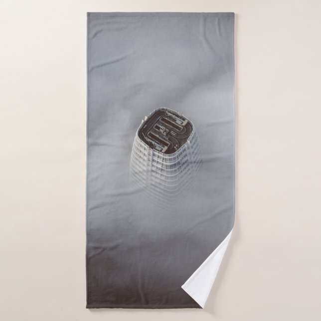 WHITE CONCRETE BUILDING SURROUNDED BY CLOUDS BATH TOWEL (Bath Towel)