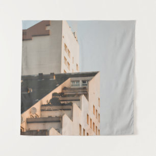 WHITE CONCRETE BUILDING TAPESTRY