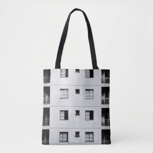 White concrete building tote bag