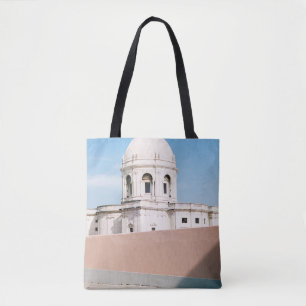 WHITE CONCRETE BUILDING UNDER BLUE SKY TOTE BAG