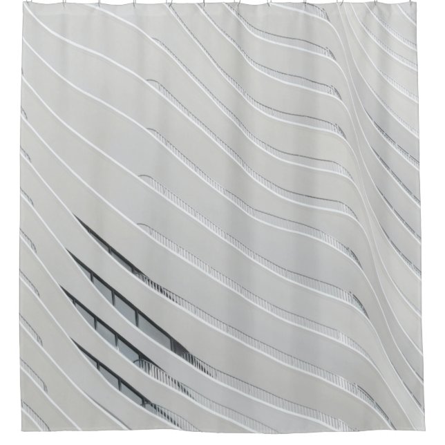 White concrete building wall shower curtain (Front)