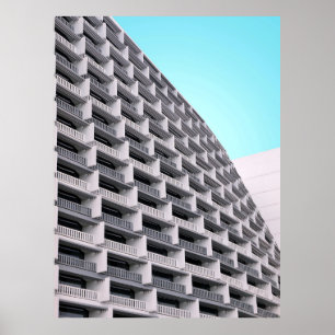 White concrete building with terraces poster
