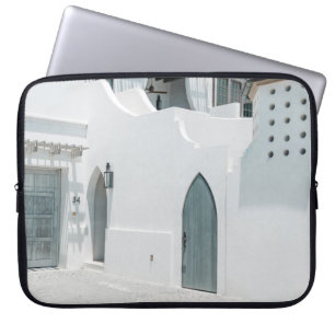 White concrete house laptop sleeve