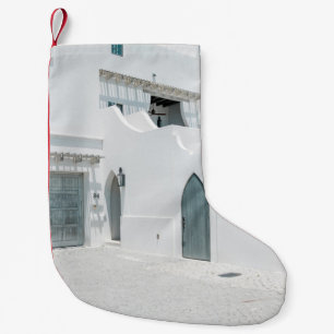 White concrete house small christmas stocking