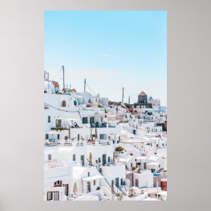 White concrete houses under blue sky at daytime poster