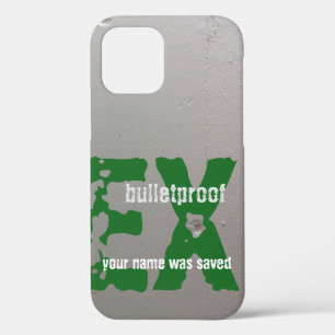 white concrete wall EXIT sign iPhone 12 Case