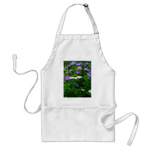 White Cone flower, purple flowers and moth Standard Apron