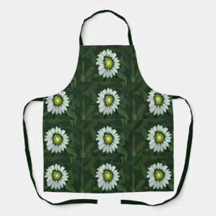 White Coneflower Floral Apron