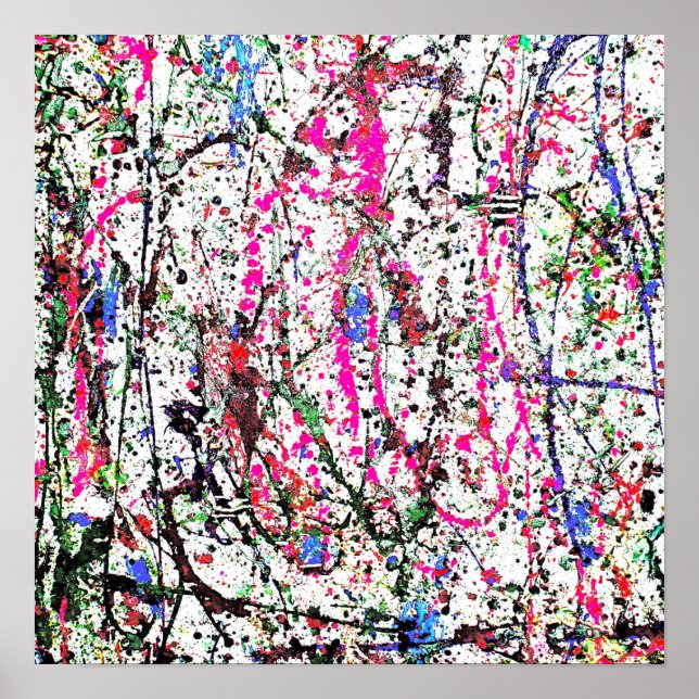 White Confetti Abstract Poster (Front)