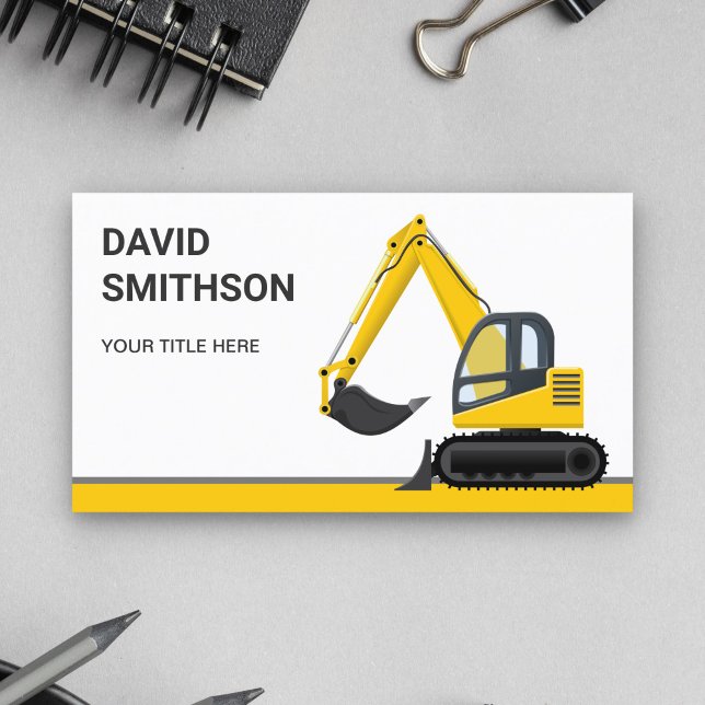White Construction Bulldozer Excavator Business Card (Creator Uploaded)