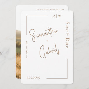 White Contemporary Photo Wedding Save the Date