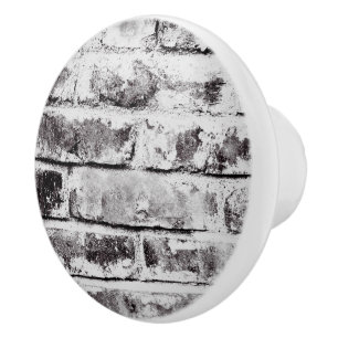 White Contrast Industrial Rustic Brick Texture Ceramic Knob