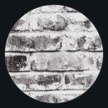 White Contrast Industrial Rustic Brick Texture Classic Round Sticker<br><div class="desc">Customise with any text you want.</div>