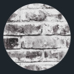 White Contrast Industrial Rustic Brick Texture Classic Round Sticker<br><div class="desc">Customise with any text you want.</div>