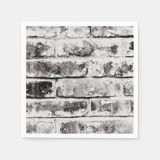 White Contrast Industrial Rustic Brick Texture Napkin (Front)