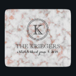 White Copper Metallic Marble Monogram Wedding Cutting Board<br><div class="desc">This White Copper Metallic Marble Monogram cutting board makes for a perfect bridal shower or wedding gift to the newlyweds or bride-to-be.</div>
