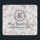 White Copper Metallic Marble Monogram Wedding Cutting Board<br><div class="desc">This White Copper Metallic Marble Monogram cutting board makes for a perfect bridal shower or wedding gift to the newlyweds or bride-to-be.</div>