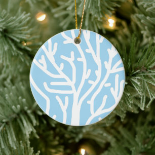 White coral eco ocean blue and white ceramic ornament