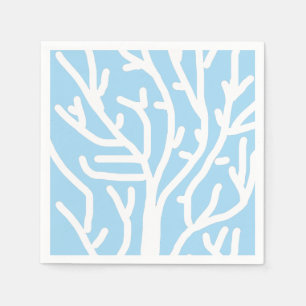 White coral eco ocean blue and white napkin
