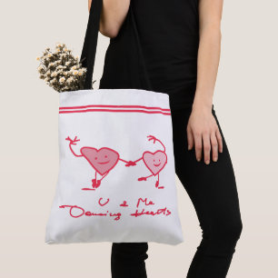White Coral Hearts Couples Valentine Tote Bag