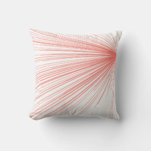 White & Coral Modern Abstract Line Design Cushion
