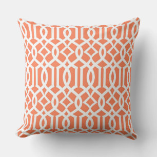 White Coral Moroccan Trellis Decor Pillow