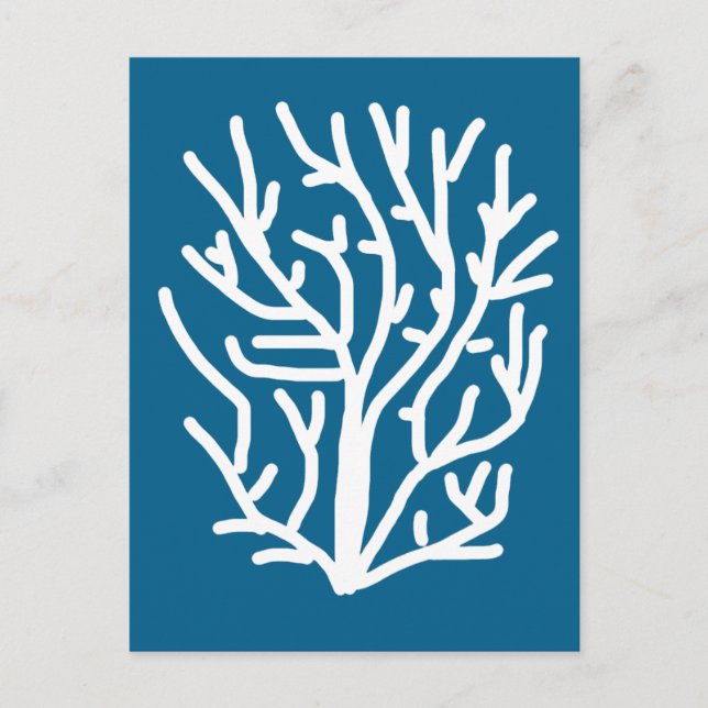 White coral on blue aquatic life postcard (Front)