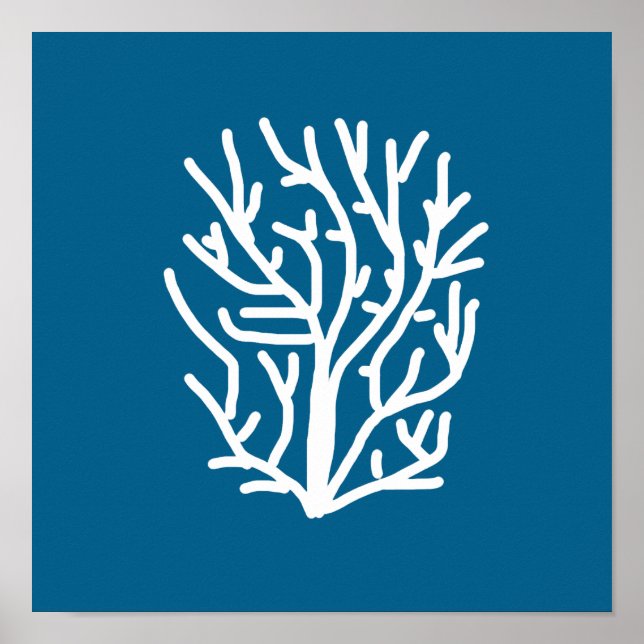 White coral on blue aquatic life poster (Front)