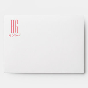 White Coral Pink Inner Customisable Text Envelope