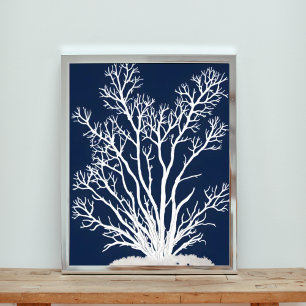 White Coral Tree on Deep Sea Blue Photo Print