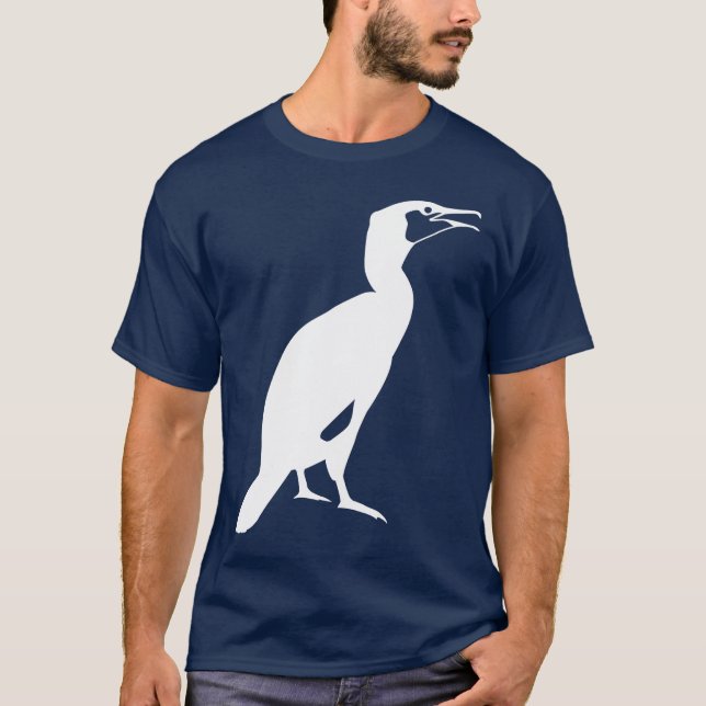 White Cormorant Bird Graphic T-Shirt (Front)