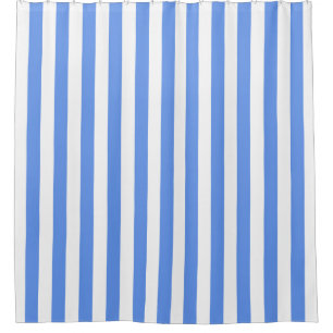 White Cornflower Blue Vertical Stripe NL #0 Shower Curtain