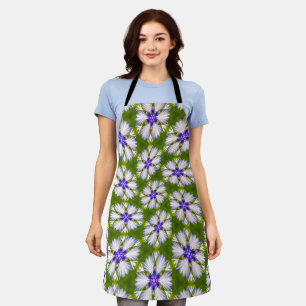White Cornflowers Pattern Apron
