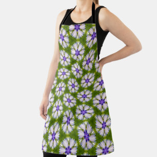 White Cornflowers Pattern Apron