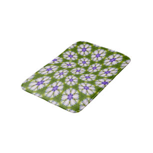 White Cornflowers Pattern Bath Mat