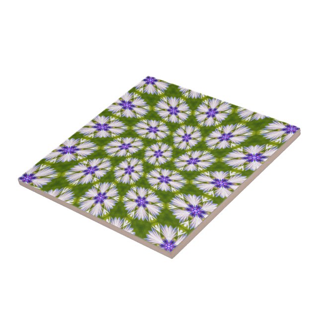 White Cornflowers Pattern Ceramic Tile (Side)