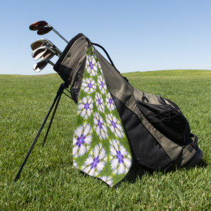 White Cornflowers Pattern Golf Towel