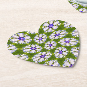 White Cornflowers Pattern Paper Coaster