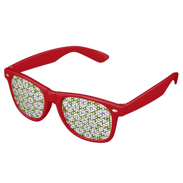 White Cornflowers Pattern Retro Sunglasses (Angled)