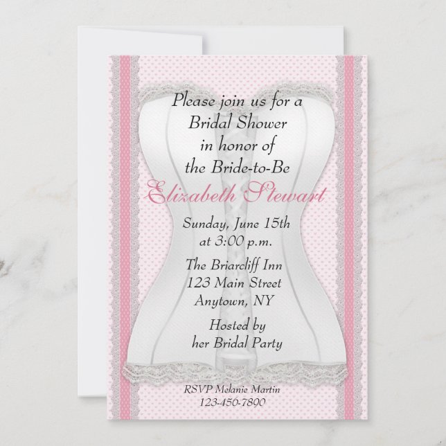White Corset Bridal Shower Invitation (Front)
