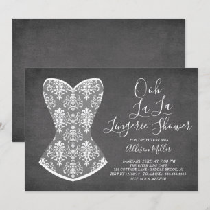 White Corset Lingerie Bridal Shower Invitation