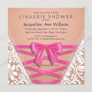White Corset Lingerie Shower Announcement